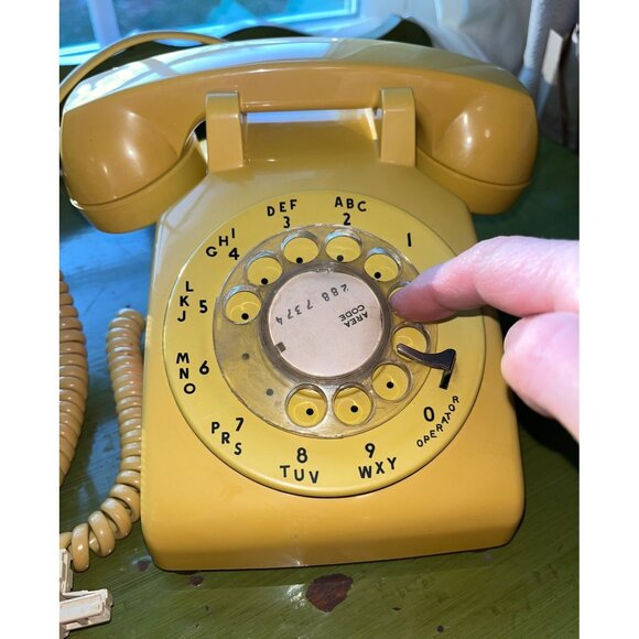 Vtg Western Electric Bell Telephone Yellow Retro Rotary Phone Working Appliances - Picture 9 of 10